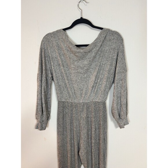 Spring Haze Los Angeles Gray Ribbed Knit Jumpsuit Womens XS S Lounge One Piece - Picture 6 of 8